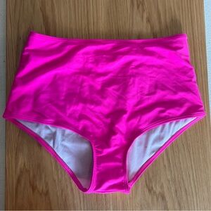 SHEIN Hot Pink Mid/high Waist Bikini Bottom S Small Full Coverage